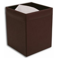 Chocolate Brown Classic Leather Square Waste Basket